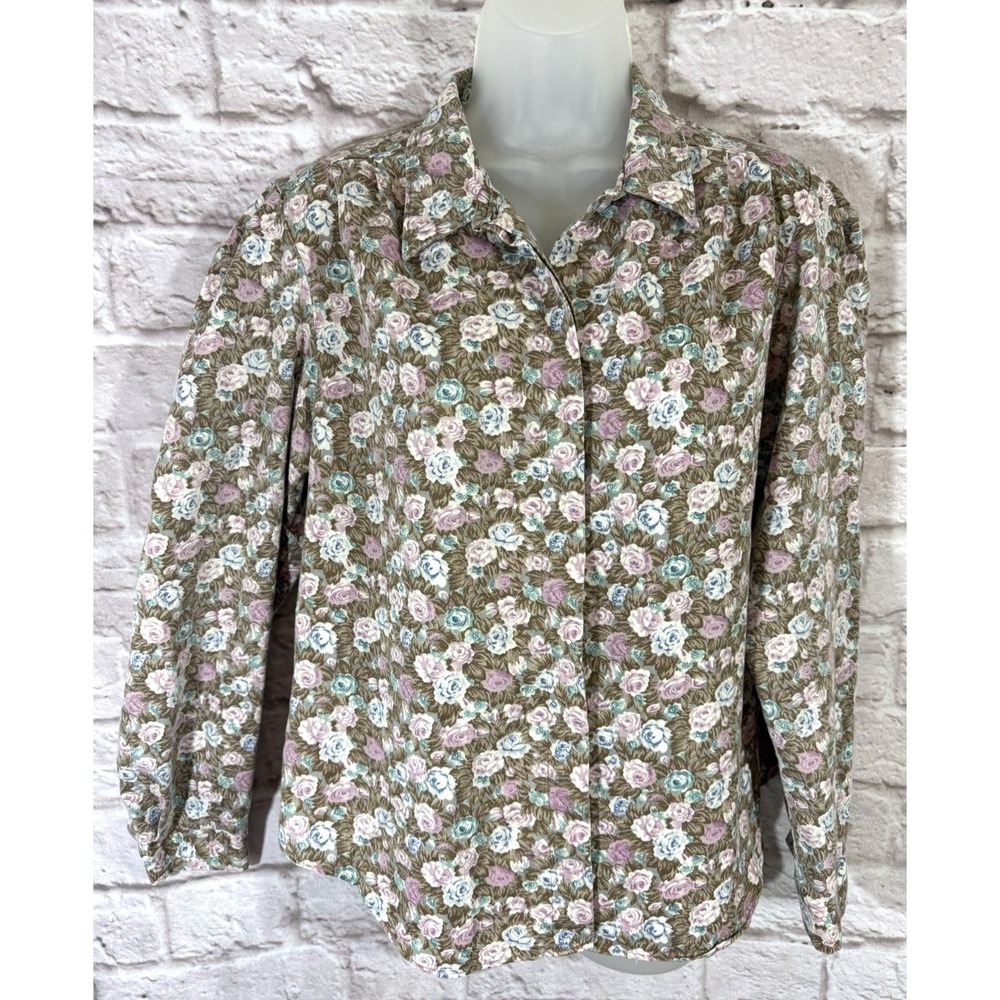 Vtg USA Floral Rose Top Womens 14 Boho Prairie Cottagecore Romantic Dainty Ditzy